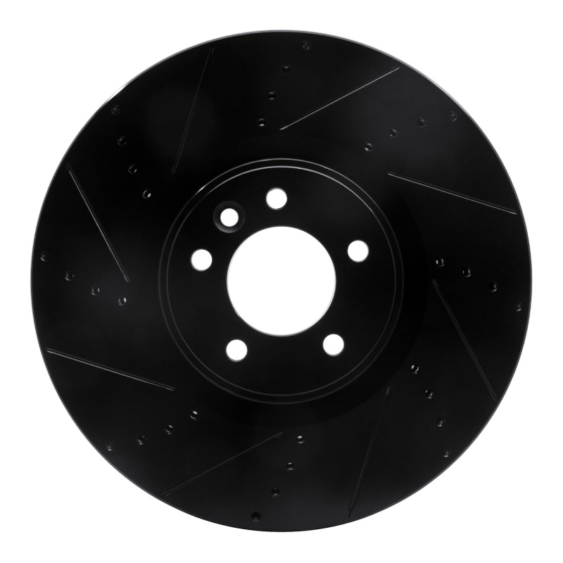 Land Rover Range Rover Brake Rotor (1) - Front Left - R1 Concepts - Drilled & Slotted - Black - `10-`17